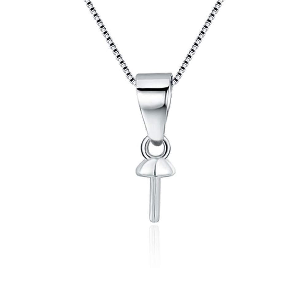 7447 10Pcs Sterling Silver Simple Bail Pin Pendant Fitting for Pearl